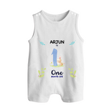 1 Month Milestone Baby Romper Suit/ Sleeveless Romper Outfit | Personalized Romper Suit/ Sleeveless Romper | Perfect for Photoshoots - WHITE - 0 - 5 Months Old (Chest 18")