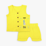Celebrate your kids first month  - Personalized Jabla set - YELLOW - 0 - 3 Months Old (Chest 9.8")