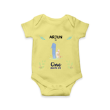 1 Month Milestone Baby Bodysuit Outfit | Personalized Romper/Onesie | Perfect for Photoshoots - PASTEL YELLOW - New Born (Chest 14")