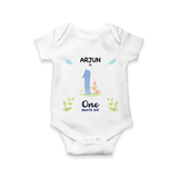 1 Month Milestone Baby Bodysuit Outfit | Personalized Romper/Onesie | Perfect for Photoshoots - WHITE - New Born (Chest 14")