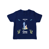 1 Month Milestone Baby T-Shirt Outfit | Personalized T-Shirt | Perfect for Photoshoots - NAVY BLUE - 0-5 Months Old (Chest 17")