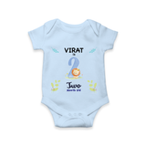 2 Month Milestone Baby Bodysuit Outfit | Personalized Romper/Onesie | Perfect for Photoshoots - BABY BLUE - New Born (Chest 14")