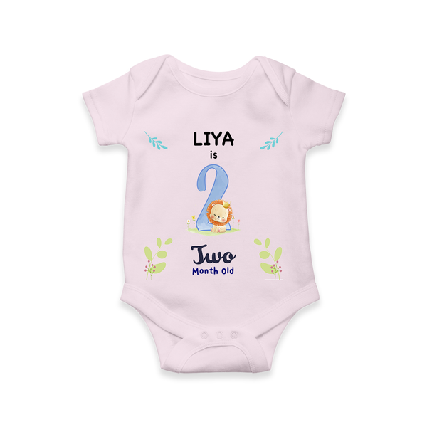 Celebrate The 2nd Month Birthday Custom Romper/ Onesie, Personalized with your little one's name - BABY PINK - 0 - 3 Months Old (Chest 16")