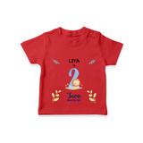 "Celebrate your kids 2nd month"  - Personalized TShirt  - RED - 0 - 5 Months Old (Chest 17")