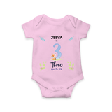 3 Month Milestone Baby Bodysuit Outfit | Personalized Romper/Onesie | Perfect for Photoshoots - BABY PINK - New Born (Chest 14")