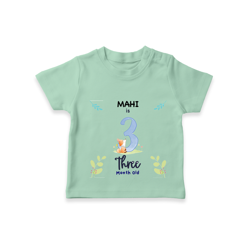 "Celebrate your kids 3rd month"  - Personalized TShirt  - MINT GREEN - 0 - 5 Months Old (Chest 17")