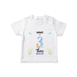 "Celebrate your kids 3rd month"  - Personalized TShirt  - WHITE - 0 - 5 Months Old (Chest 17")