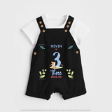 3 Month Milestone Baby Dungaree Set Outfit | Personalized Dungaree Set | Perfect for Photoshoots - BLACK - 0 - 5 Months Old (Chest 18")