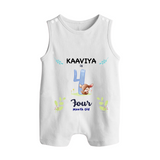 4 Month Milestone Baby Romper Suit/ Sleeveless Romper Outfit | Personalized Romper Suit/ Sleeveless Romper | Perfect for Photoshoots - WHITE - 0 - 5 Months Old (Chest 18")
