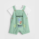4 Month Milestone Baby Dungaree Set Outfit | Personalized Dungaree Set | Perfect for Photoshoots - MINT GREEN - 0 - 5 Months Old (Chest 18")