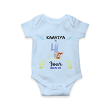 4 Month Milestone Baby Bodysuit Outfit | Personalized Romper/Onesie | Perfect for Photoshoots - BABY BLUE - New Born (Chest 14")