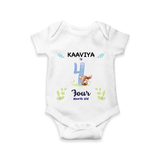 4 Month Milestone Baby Bodysuit Outfit | Personalized Romper/Onesie | Perfect for Photoshoots - WHITE - New Born (Chest 14")