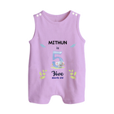 5 Month Milestone Baby Romper Suit/ Sleeveless Romper Outfit | Personalized Romper Suit/ Sleeveless Romper | Perfect for Photoshoots - LILAC - 0 - 5 Months Old (Chest 18")