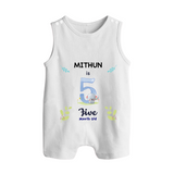 5 Month Milestone Baby Romper Suit/ Sleeveless Romper Outfit | Personalized Romper Suit/ Sleeveless Romper | Perfect for Photoshoots - WHITE - 0 - 5 Months Old (Chest 18")