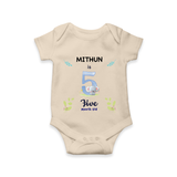 5 Month Milestone Baby Bodysuit Outfit | Personalized Romper/Onesie | Perfect for Photoshoots - IVORY - New Born (Chest 14")