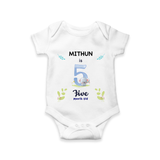 5 Month Milestone Baby Bodysuit Outfit | Personalized Romper/Onesie | Perfect for Photoshoots - WHITE - New Born (Chest 14")