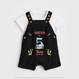 5 Month Milestone Baby Dungaree Set Outfit | Personalized Dungaree Set | Perfect for Photoshoots - BLACK - 0 - 5 Months Old (Chest 18")