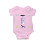 6 Month Milestone Baby Bodysuit Outfit | Personalized Romper/Onesie | Perfect for Photoshoots - BABY PINK - New Born (Chest 14")