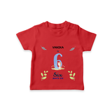 "Celebrate your kids 6th month"  - Personalized TShirt  - RED - 0 - 5 Months Old (Chest 17")