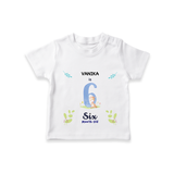 "Celebrate your kids 6th month"  - Personalized TShirt  - WHITE - 0 - 5 Months Old (Chest 17")