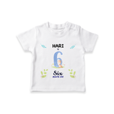 6 Month Milestone Baby T-Shirt Outfit | Personalized T-Shirt | Perfect for Photoshoots - WHITE - 0-5 Months Old (Chest 17")