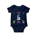 6 Month Milestone Baby Bodysuit Outfit | Personalized Romper/Onesie | Perfect for Photoshoots - NAVY BLUE - New Born (Chest 14")