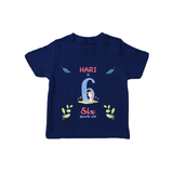 6 Month Milestone Baby T-Shirt Outfit | Personalized T-Shirt | Perfect for Photoshoots - NAVY BLUE - 0-5 Months Old (Chest 17")