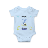 7 Month Milestone Baby Bodysuit Outfit | Personalized Romper/Onesie | Perfect for Photoshoots - BABY BLUE - New Born (Chest 14")