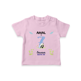 7 Month Milestone Baby T-Shirt Outfit | Personalized T-Shirt | Perfect for Photoshoots - BABY PINK - 0-5 Months Old (Chest 17")