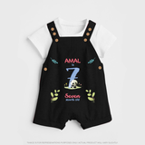 7 Month Milestone Baby Dungaree Set Outfit | Personalized Dungaree Set | Perfect for Photoshoots - BLACK - 0 - 5 Months Old (Chest 18")