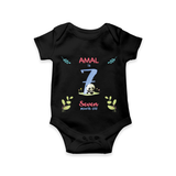 7 Month Milestone Baby Bodysuit Outfit | Personalized Romper/Onesie | Perfect for Photoshoots - BLACK - New Born (Chest 14")