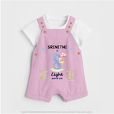 8 Month Milestone Baby Dungaree Set Outfit | Personalized Dungaree Set | Perfect for Photoshoots - BABY PINK - 0 - 5 Months Old (Chest 18")