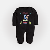8 Month Milestone Baby Full Sleeve Bodysuit/ Sleep Suit/ Jumpsuit Outfit | Personalized Full Sleeve Bodysuit/ Sleep Suit/ Jumpsuit | Perfect for Photoshoots - BLACK - New Born (Chest 7.5")