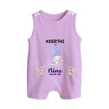 9 Month Milestone Baby Romper Suit/ Sleeveless Romper Outfit | Personalized Romper Suit/ Sleeveless Romper | Perfect for Photoshoots - LILAC - 0 - 5 Months Old (Chest 18")
