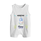 9 Month Milestone Baby Romper Suit/ Sleeveless Romper Outfit | Personalized Romper Suit/ Sleeveless Romper | Perfect for Photoshoots - WHITE - 0 - 5 Months Old (Chest 18")