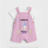 9 Month Milestone Baby Dungaree Set Outfit | Personalized Dungaree Set | Perfect for Photoshoots - BABY PINK - 0 - 5 Months Old (Chest 18")
