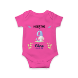 9 Month Milestone Baby Bodysuit Outfit | Personalized Romper/Onesie | Perfect for Photoshoots - HOT PINK - New Born (Chest 14")