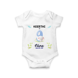 9 Month Milestone Baby Bodysuit Outfit | Personalized Romper/Onesie | Perfect for Photoshoots - WHITE - New Born (Chest 14")