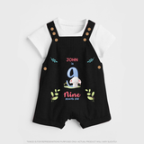 9 Month Milestone Baby Dungaree Set Outfit | Personalized Dungaree Set | Perfect for Photoshoots - BLACK - 0 - 5 Months Old (Chest 18")