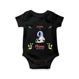 9 Month Milestone Baby Bodysuit Outfit | Personalized Romper/Onesie | Perfect for Photoshoots - BLACK - New Born (Chest 14")