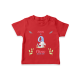 9 Month Milestone Baby T-Shirt Outfit | Personalized T-Shirt | Perfect for Photoshoots - RED - 0-5 Months Old (Chest 17")
