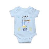 10 Month Milestone Baby Bodysuit Outfit | Personalized Romper/Onesie | Perfect for Photoshoots - BABY BLUE - New Born (Chest 14")