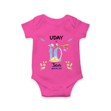 10 Month Milestone Baby Bodysuit Outfit | Personalized Romper/Onesie | Perfect for Photoshoots - HOT PINK - New Born (Chest 14")