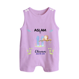 11 Month Milestone Baby Romper Suit/ Sleeveless Romper Outfit | Personalized Romper Suit/ Sleeveless Romper | Perfect for Photoshoots - LILAC - 0 - 5 Months Old (Chest 18")
