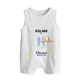 11 Month Milestone Baby Romper Suit/ Sleeveless Romper Outfit | Personalized Romper Suit/ Sleeveless Romper | Perfect for Photoshoots - WHITE - 0 - 5 Months Old (Chest 18")