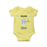 11 Month Milestone Baby Bodysuit Outfit | Personalized Romper/Onesie | Perfect for Photoshoots - PASTEL YELLOW - New Born (Chest 14")