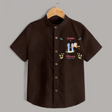 11 Month Milestone Baby Shirt Outfit | Personalized Shirt | Perfect for Photoshoots - CHOCOLATE BROWN - 0 - 6 Months Old (Chest 23")