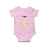 1 Year Milestone Baby Bodysuit Outfit | Personalized Romper/Onesie | Perfect for Photoshoots - BABY PINK - New Born (Chest 14")