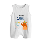 Cute Newborn Romper Suit/ Sleeveless Romper for 1 Month | Custom Name & Style Options - WHITE - 0 - 5 Months Old (Chest 18")