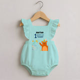 Cute Newborn Romper Frock for 1 Month | Custom Name & Style Options - MINT GREEN - 0 - 3 Months Old (Chest 19")